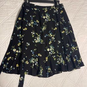 Banana Republic Petite Black Skirt with Flowers